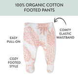 3-Pack Organic Cotton Footed Pants, Pink Pineapple