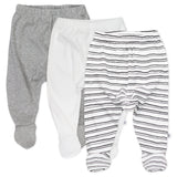 3-Pack Organic Cotton Footed Harem Pants, Sketchy Stripe