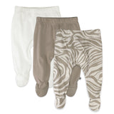 3-Pack Organic Cotton Footed Pants, Zanzibar Zebra