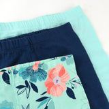 3-Pack Organic Cotton Legging Set, Floral Clusters Aqua Blue
