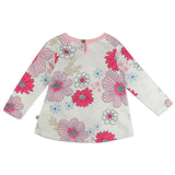 3-Pack Long Sleeve Babydoll Top with Gathered Yoke, Delicate Floral Pink