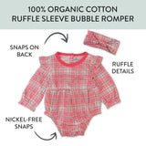 2-Piece Bubble Romper & Headband Set, Romantic Plaid