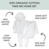 3-Piece TAKE ME HOME Organic Cotton Gift Set, White/Ivory