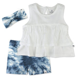 Tiered Shirt, Biker Short & Headband Set, Tie Dye