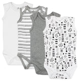 4-Pack Organic Cotton Sleeveless Bodysuits, Pattern Play