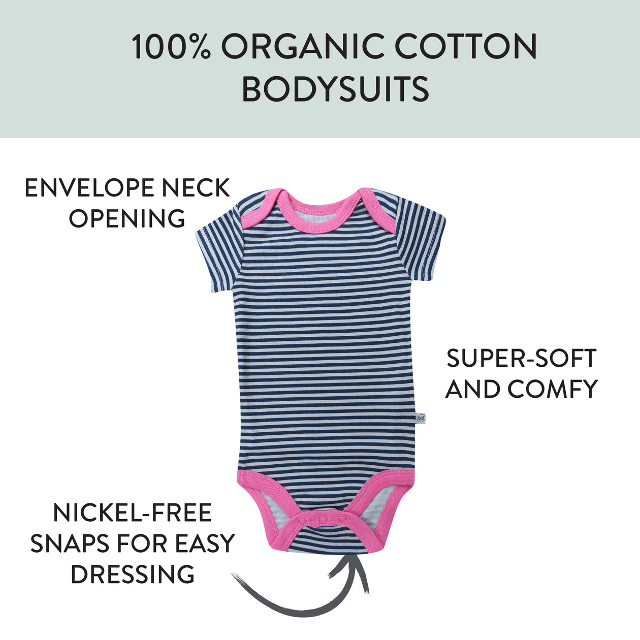 5-Pack Organic Cotton Short Sleeve Bodysuits, Delicate Floral Pink
