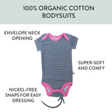 Go to slide 2, 5-Pack Organic Cotton Short Sleeve Bodysuits, Delicate Floral Pink