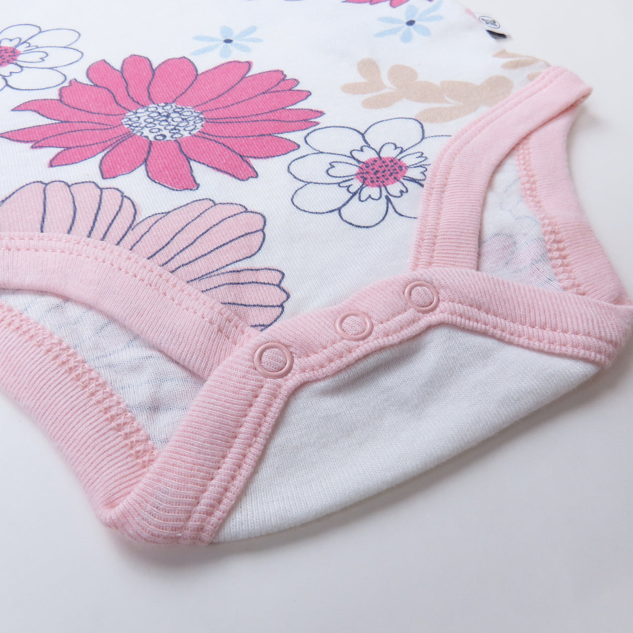 5-Pack Organic Cotton Short Sleeve Bodysuits, Delicate Floral Pink