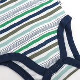 5-Pack Organic Cotton Short Sleeve Bodysuits, Hand Drawn Nature Stripe Navy
