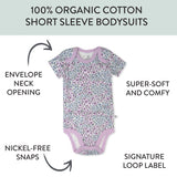 5-Pack Organic Cotton Short Sleeve Bodysuits, Jumbo Floral Dusty Purple