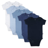 5-Pack Organic Cotton Short Sleeve Bodysuits, Ombre Blues