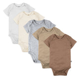 5-Pack Organic Cotton Short Sleeve Bodysuits, Natural Ombre