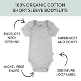 5-Pack Organic Cotton Short Sleeve Bodysuits, Natural Ombre