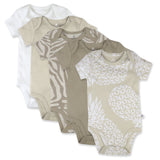 5-Pack Organic Cotton Short Sleeve Bodysuits, Pineapple Leaf Khaki