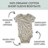 5-Pack Organic Cotton Short Sleeve Bodysuits, Pineapple Leaf Khaki