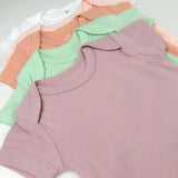 5-Pack Organic Cotton Short Sleeve Bodysuits, Spring Peach