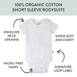 Go to slide 2, 5-Pack Organic Cotton Short Sleeve Bodysuits, Strawberry Pink Floral