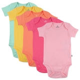5-Pack Organic Cotton Short Sleeve Bodysuits, Wild Rainbow