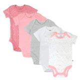 5-Pack Organic Cotton Short Sleeve Bodysuits, Twinkle Star Pink