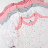5-Pack Organic Cotton Short Sleeve Bodysuits, Twinkle Star Pink