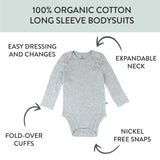 5-Pack Organic Cotton Long Sleeve Bodysuits, Natural Ombre