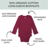 5-Pack Organic Cotton Long Sleeve Bodysuits, Prep Academy