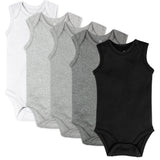 5-Pack Organic Cotton Sleeveless Bodysuits, Gray Ombre