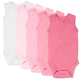 5-Pack Organic Cotton Sleeveless Bodysuits, Pink Ombre