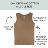 5-Pack Organic Cotton Sleeveless Muscle T-Shirts, Drifting Stripe Sage