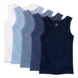 5-Pack Organic Cotton Sleeveless Muscle T-Shirts, Ombre Blues