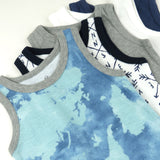 5-Pack Organic Cotton Sleeveless Muscle T-Shirts, Watercolor World
