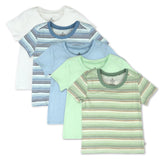 5-Pack Organic Cotton Short Sleeve T-Shirts, Drifting Stripe Cornflower