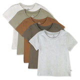 5-Pack Organic Cotton Short Sleeve T-Shirts, Earth Tones