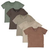 5-Pack Organic Cotton Short Sleeve T-Shirts, Sandy Teal