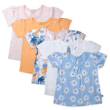 5-Pack Organic Cotton Girls' Short Sleeve T-Shirts, Daisy Daze
