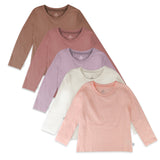 5-Pack Organic Cotton Long Sleeve T-Shirts, Autumn Pinks