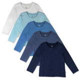 5-Pack Organic Cotton Long Sleeve T-Shirts, Sea Ombre