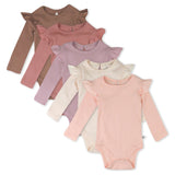 5-Pack Organic Cotton Long Sleeve Bodysuits, Autumn Pinks