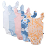 Go to slide 1, 5-Pack Organic Cotton Short Sleeve Bodysuits, Aloha Daisy