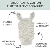 5-Pack Organic Cotton Sleeveless Bodysuits, Light Zanzibar Zebra