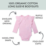 Go to slide 2, 5-Pack Organic Cotton Long Sleeve Bodysuits, Varsity Pink