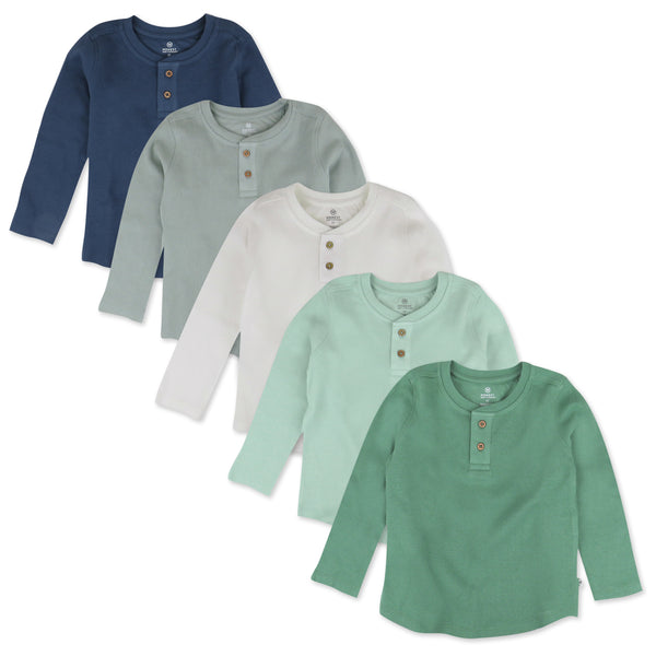 5-Pack Waffle Henley, Good Natured
