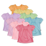 8-Pack Organic Cotton Puff Sleeve T-Shirts, Rainbow Pinks
