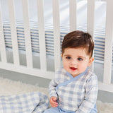 Organic Cotton Fitted Crib Sheet, Blue Ticking Stripe