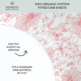 Organic Cotton Fitted Crib Sheet, Sketchy Floral Pink