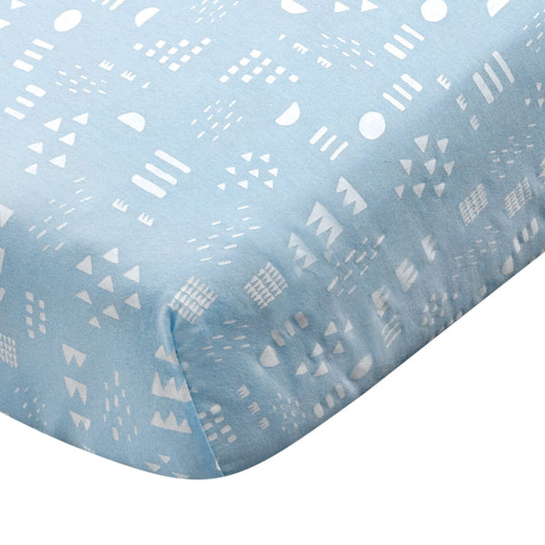 Organic Cotton Fitted Crib Sheet, Pattern Play Light Blue