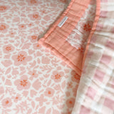 Organic Cotton Fitted Crib Sheet, Peach Skin Papercut Floral