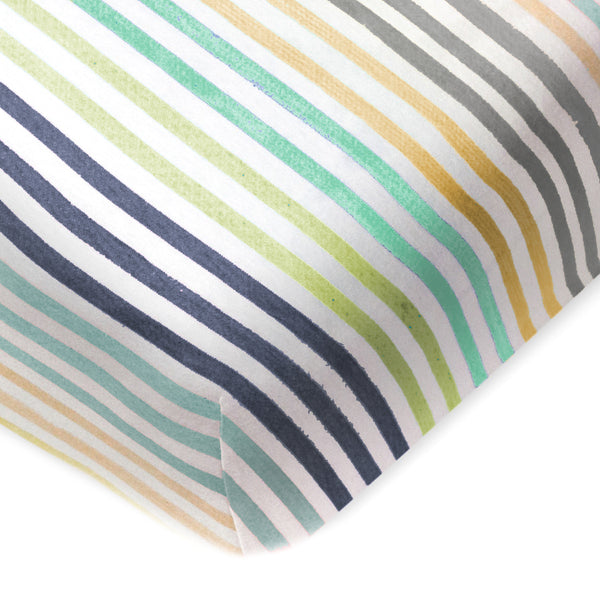 Organic Cotton Fitted Crib Sheet, Rainbow Stripe Blues