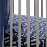 Organic Cotton Fitted Crib Sheet, Sketchy Square Dark Navy