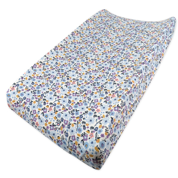 Organic Cotton Changing Pad Cover, Fall Floral Purple